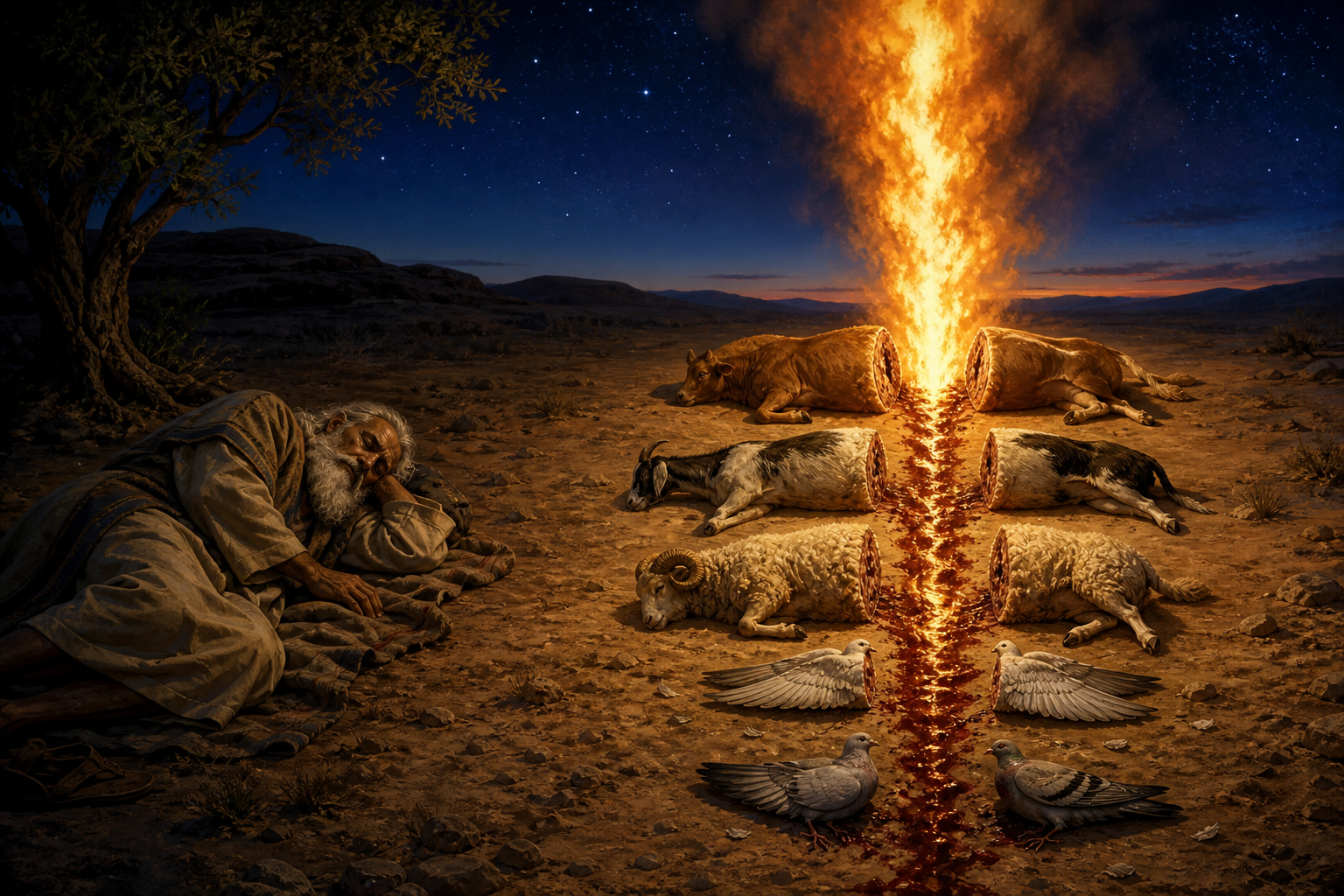 Abraham slept while God alone passed between the cut covenant animals