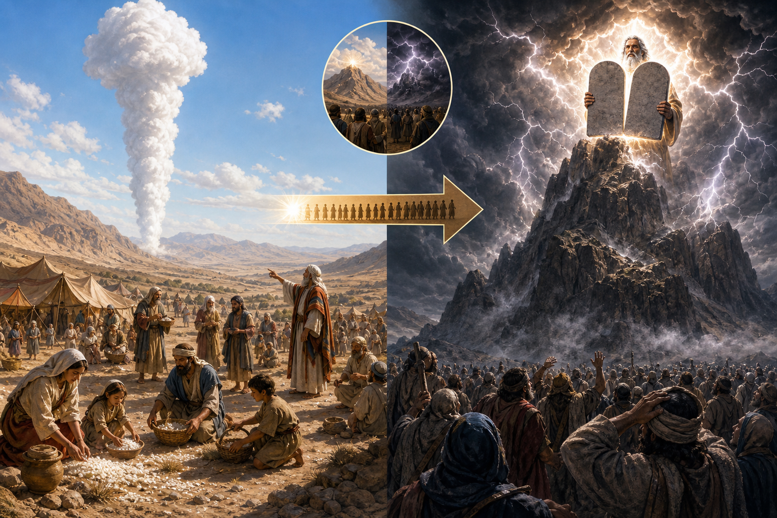 From gentle leading in the wilderness to law at Sinai on the fiftieth day