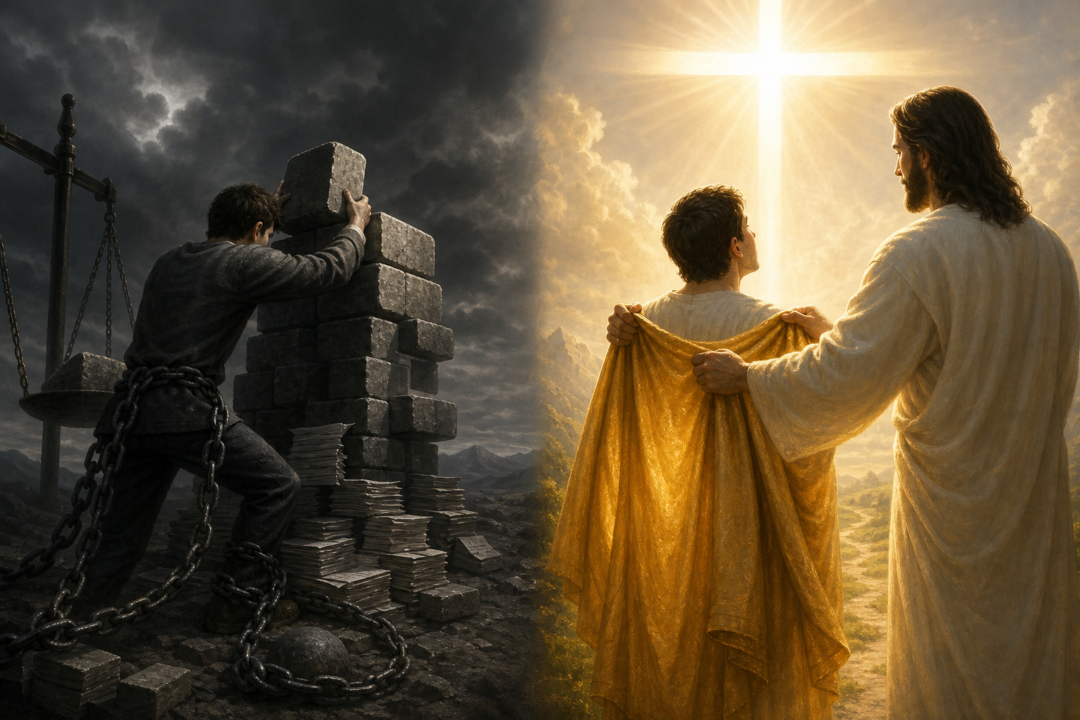 God's righteousness credited versus self-righteousness by works