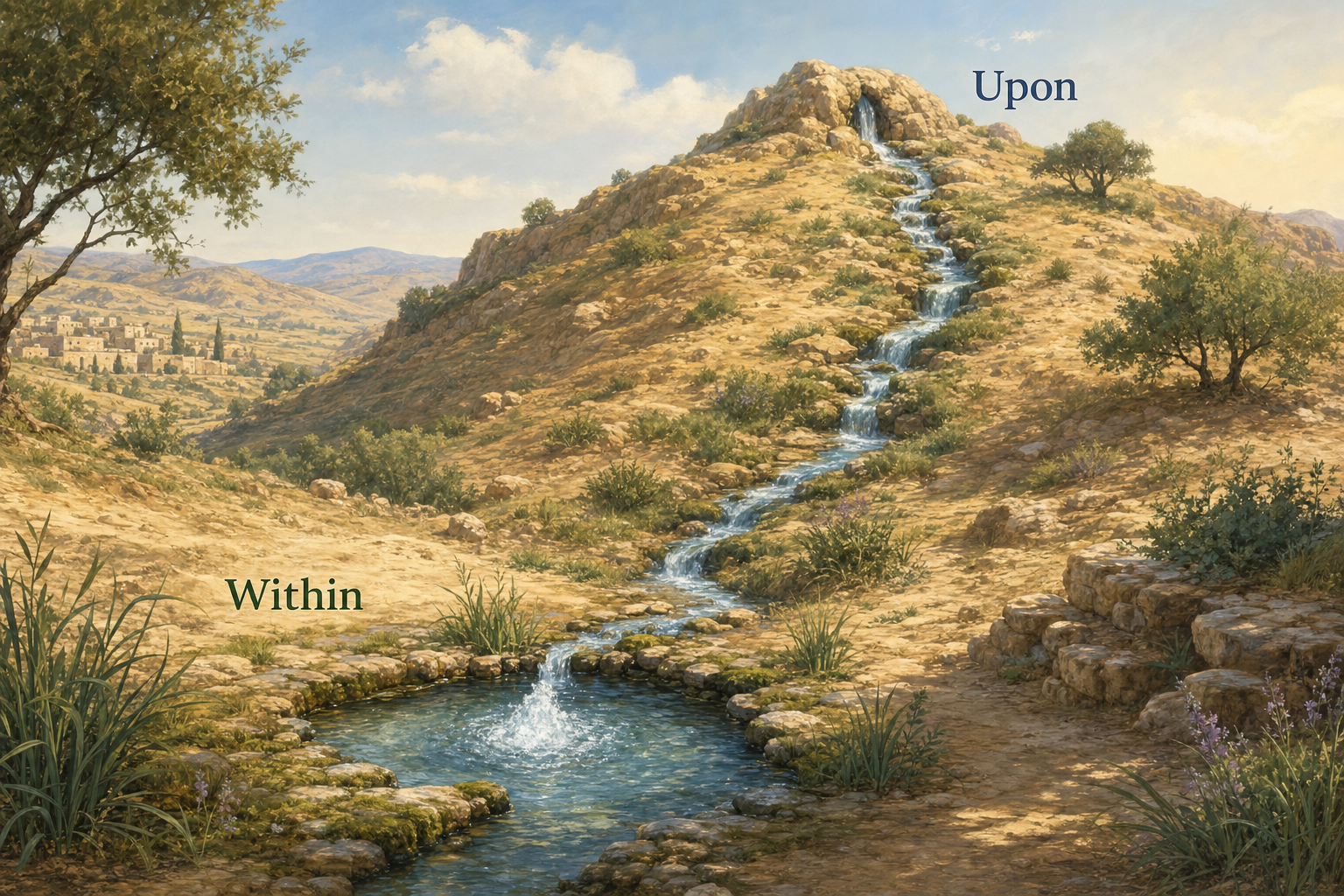 Upper and lower springs illustrating Spirit upon and Spirit within