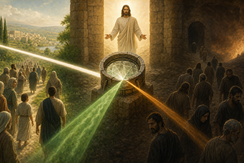 Light splitting into life and shadow — Greek krisis as verdict sieve