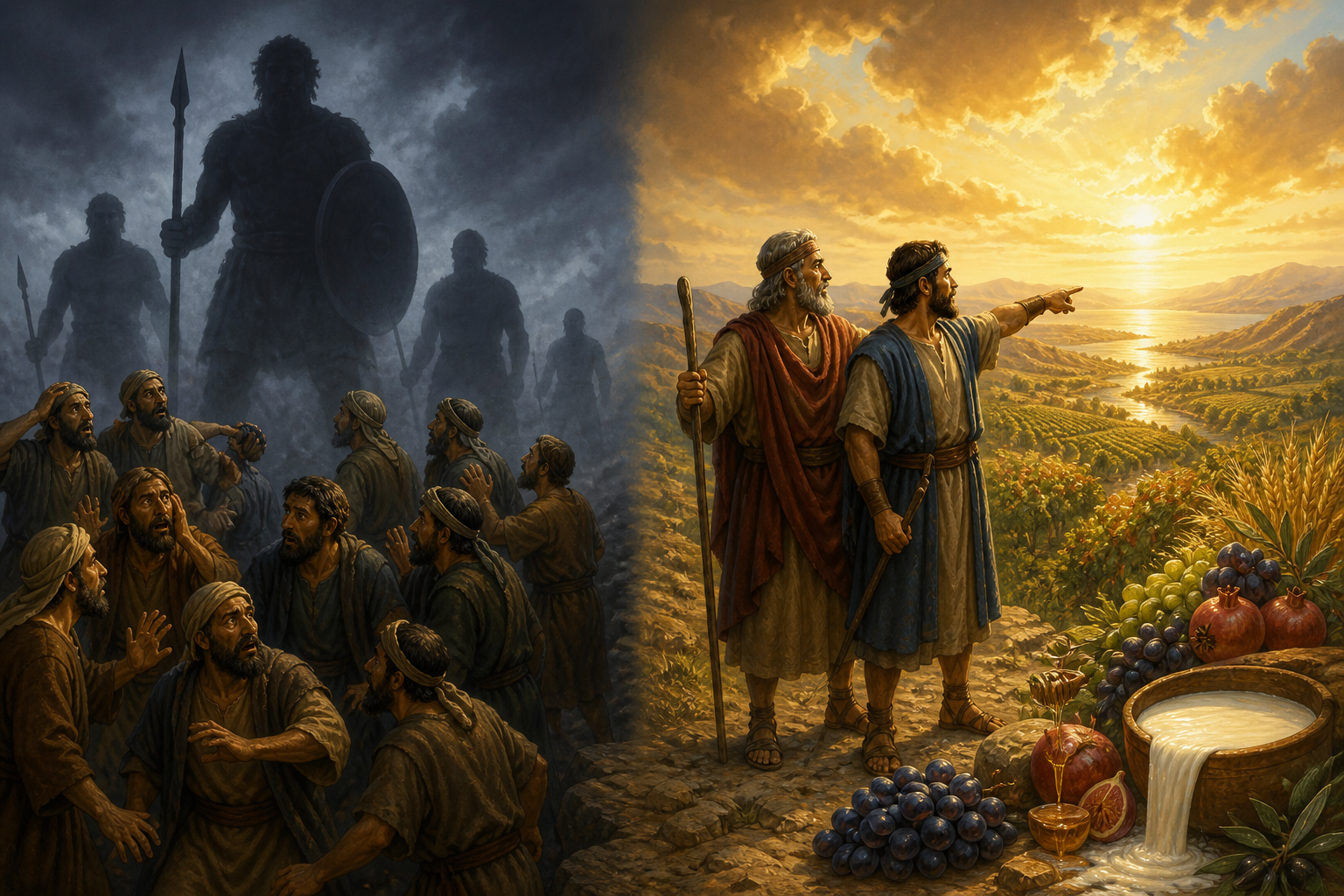 Caleb and Joshua versus the ten spies — inherit the promise