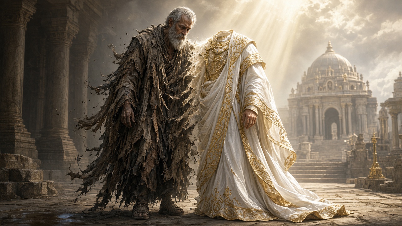 Filthy garments removed — rich robes of grace in Christ
