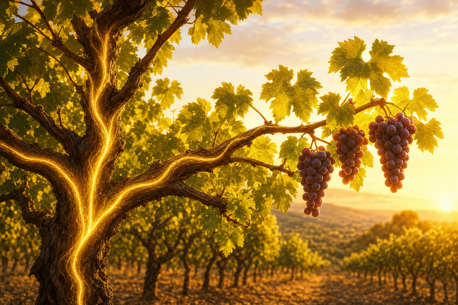 Grape branch abiding in the vine bearing fruit from connection not striving